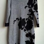 Calvin Klein  Floral Black Modest Office Career Sweater Dress Cozy Size Medium Photo 0