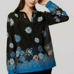 Loft | Floral Semi Sheer Tunic Top Sz SP Photo 0