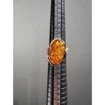 Vintage 925 Sterling Silver‎ & Baltic Amber Ring Sz 8 ADJUSTABLE Silver Photo 4