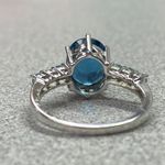 CID Clyde Duneier 10K White Gold Oval Blue London Topaz Ring Aquamarine Size 7 Photo 4