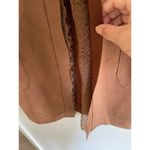 T Tahari T TAHARL women’s suede cardigan jacket with pockets Lace light brown size Small Photo 2