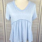 Jun & Ivy  Peplum Blouse Swiss Dot V Neck Blue-Small Photo 0