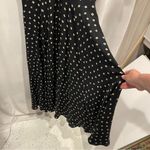 DKNY Vintage 80’s-90’s black silk midi short sleeve button front dress polka squares Photo 5