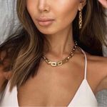 Revolve NWT 2 Piece Set Eddie Borgo Supra Chain Link Necklace & Earrings Photo 2