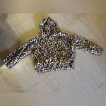 Leopard print faux fur Jacket Ham & Threads hoodie pull on size L Brown Size L Photo 13