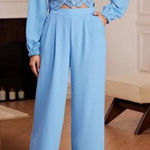 Nwt two piece wide leg pants and long sleeve matching top size M Blue Size M Photo 0