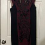 Karen Millen  Signature Pencil Dress Black & Maroon Lace Size 10 EUC Photo 0
