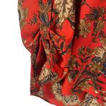 Bobeau  Red Floral Print Blouse‎ Women M Boho Peasant Top Long Sleeve Lightweight Photo 4