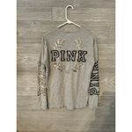 PINK - Victoria's Secret PINK Victoria Secret gray tshirt with black and silver bling‎ LOGO sequins Photo 1