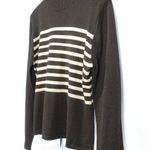 Harvé Benard Women's | Harve Benard | Brown Tan Striped Mock Neck Sweater Photo 3
