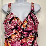 Women's Vintage VTG ALIA Floral Skirt Swimsuit Pink Black Size 16/36 EUC #7332 Photo 1