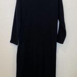 Vintage Long Black Knit Maxi Dress Asymmetrical Design Sz XL Keyhole Back Photo 2