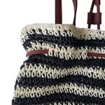 Nora Everyday Striped Drawstring 100% Paper Shoulder Bag Boho Beachy Summer Black Photo 11