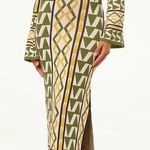 MISA Los Angeles  knit Geometric Print offShoulder Maxi Dress Bell Sleeves  L Photo 0