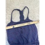 Free People Linen Romper Racerback Drawstring Waist Button Front Blue Small Photo 5