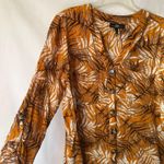 AGB Woman Top 1X Roll Tab Sleeves Relaxed Stretch Gauzy Modest Workwear Beachy Tan Photo 4