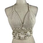 Retro Crochet Halter Bralette Crop Top Knit Bustier Cami Summer Blouse S/M White Size undefined Photo 1