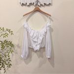 The Fifth Label Elegant White Ruffle Off-Shoulder Blouse Crop Top Size XL Photo 2