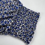 Boden Estella Jersey Jumpsuit Blue Micro Floral Smocked Waist & Sleeves Size 2P Photo 5