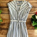 ZARA Women’s Striped Rustic Short Sleeve Romper Photo 0