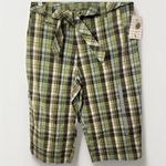 White Stag Golf Casual Pants Womens 10 Plaid Green Stretch Slash Pockets Flat Front Capri Photo 0