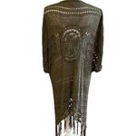 Womens Boho Hippie Crochet Open Front Kimono Cardigan Size L Beach Festival Green Size L Photo 4