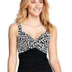 Lands' End  size 6 black white spotted swim top underwire padded Photo 0