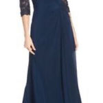 La Femme 23244 Navy Ruched Gown sz 4 Photo 0