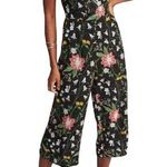 Old Navy Culotte Jumpsuit Sleeveless Cami Spaghetti Strap Crop Black Floral XS Photo 0