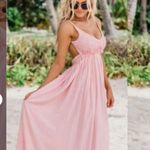 Pink Lily  "Once in a Lifetime"‎ Backless Crochet Top Maxi Dress Pink Stretch S Photo 1