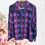 NOTATIONS BUTTON DOWN VINTAGE COLOR BLOCK BLOUSE Blue Size XL Photo 1