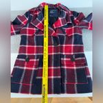 American Eagle Vintage Red Navy Blue Plaid Wool Peacoat Nautical Jacket Sz S Photo 6