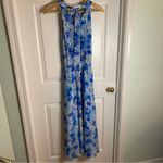 NEW Nara Milano Blue Floral Maxi Silk Dress With Halter Neck US Size 6 Photo 5