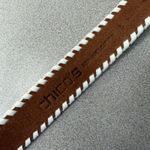 Chicos Leather Belt Small Womens White Embellished Buckle Beaded Faux Turquoise Photo 5