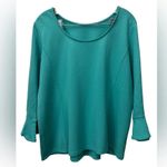 Talbots Teal Flare Sleeve Ballerina Neckline Top Size 1X Petite NWT Photo 1