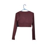 Klassy Network Surplice Long Sleeve Wrap Top Brown Built in Bra Basics Brami M Size M Photo 2