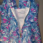 Lilly Pulitzer  🎯 Blue & Pink Paisley Patterned crochet neck mini Dress size 8 Photo 7