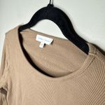 Bohme  Noelle Ribbed Open Back Beige Bodysuit‎ Medium Long Sleeve Chic Classic Photo 4
