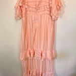 Dark Pink Off The Shoulder Tired Lace Maxi Dress Size 8 Photo 2