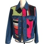 Susan Bristol Vintage 80s  Fleece PATCHWORK Blue Denim JEAN JACKET Womens Size M Photo 0