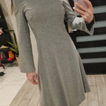 ZARA  Wool Blend Elegant Gray Women's Dress With Long Sleeve Size Small Midi Leng Photo 0