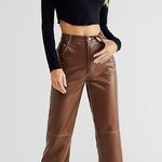 Free People Brown Leather Pants Photo 0