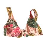 Kona Sol  Bikini Top Removable Cups Tie Front Floral Tropical Pink Colorful S Photo 0