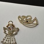 Lot Of 2 Prong Set Rhinestone Christmas Holiday Angels Brooch Pin Gold Tone Photo 4