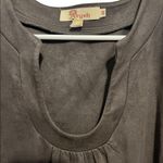 Aryeh  grey faux suede THREE-QUARTER bell SLEEVE DRESS in medium Photo 4