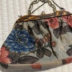 Floral Beaded Bead Purse Handbag With Shoulder Chain Orange And Blue Flower Photo 8