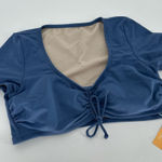 Kona Sol  Women's Large 12-14‎ Mudstone Blue Sleeved Tunnel Front Bikini Swim Top Photo 0