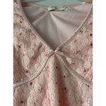 Thirty Thirty Pink Floral Rose Lace Top Mesh Sleeve Bow Detail Coquette Size S Photo 4