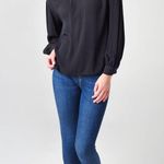 Vince 100% Silk Black Shirred Mock Neck Long Sleeve Blouse S Photo 1