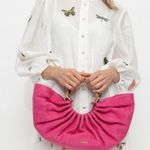 Cult Gaia ππ Banu Mini Tote Bag Raffia Half Moon ~ Qajar Rose Pink NWT Photo 1